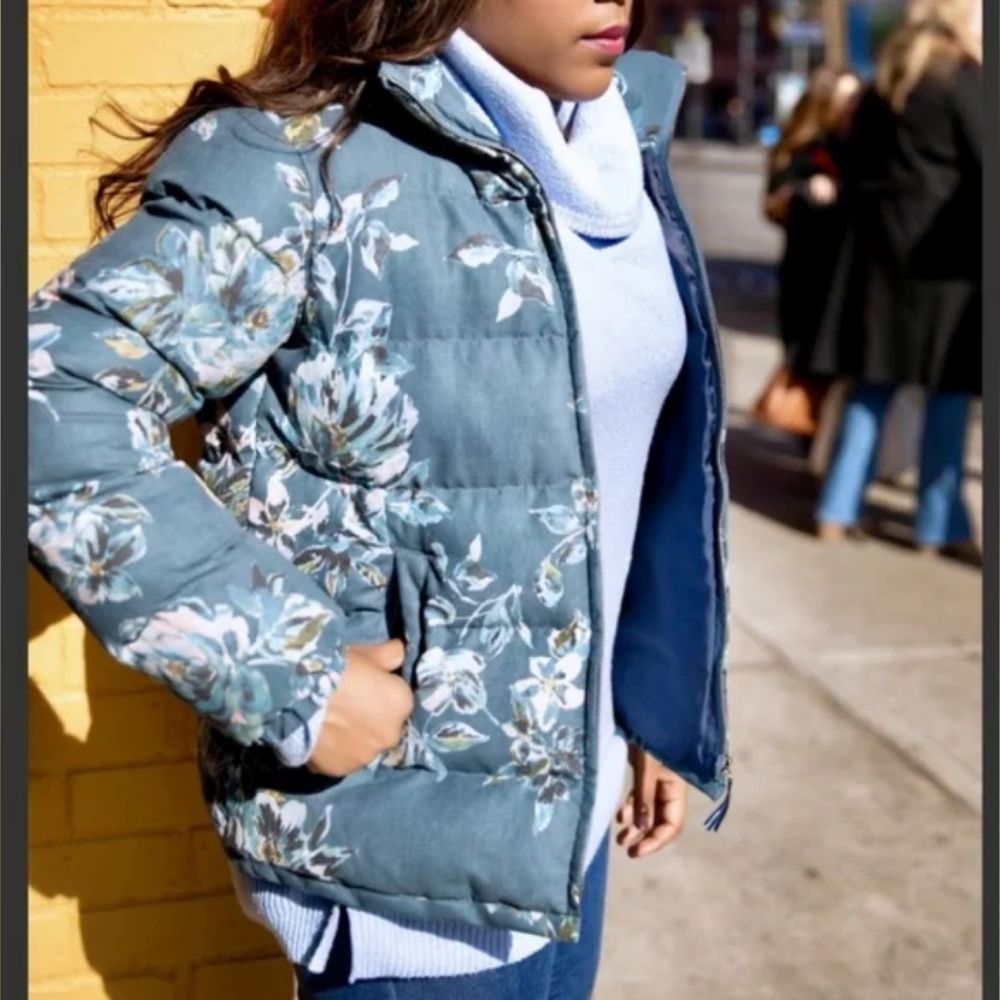 ANTHROPOLOGIE ett:twa Floral Puffer Coat Size XS